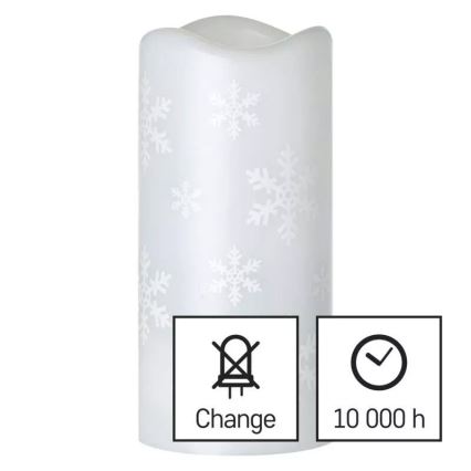 Светодиодная рождественская свеча LED/3xAAA снежинки холодный белый