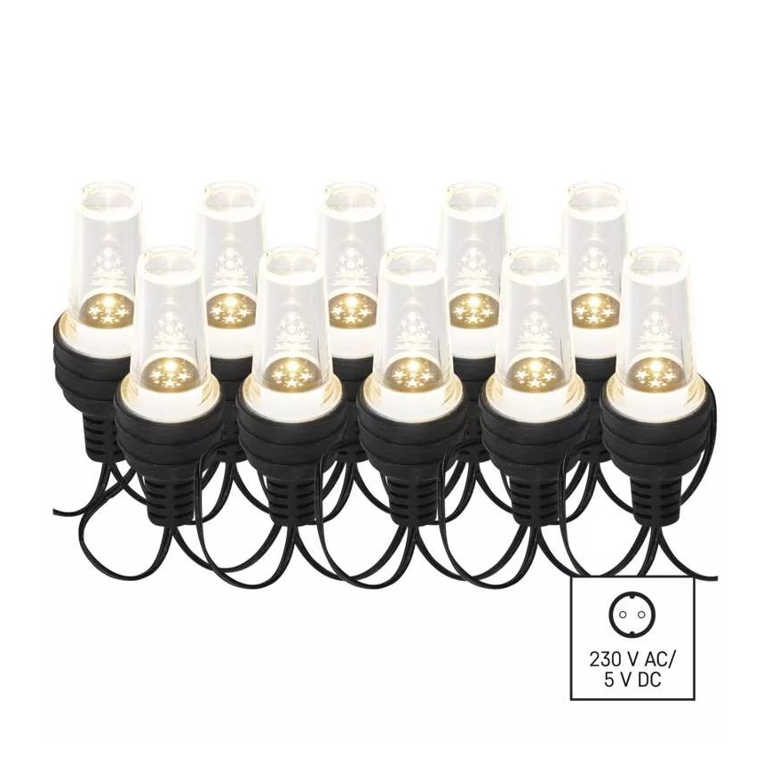 Светодиодная рождественская уличная гирлянда 10xLED/9,5 м IP44 холодный белый