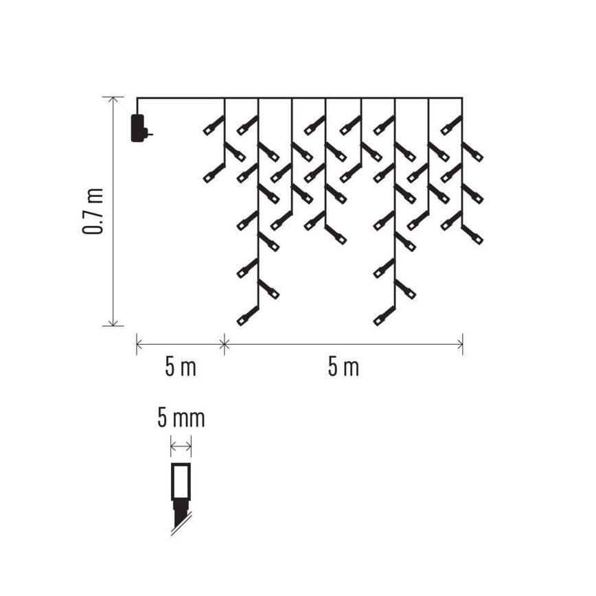Светодиодная рождественская уличная гирлянда 300xLED/8 режимов 10 м IP44 теплый белый + пульт ДУ