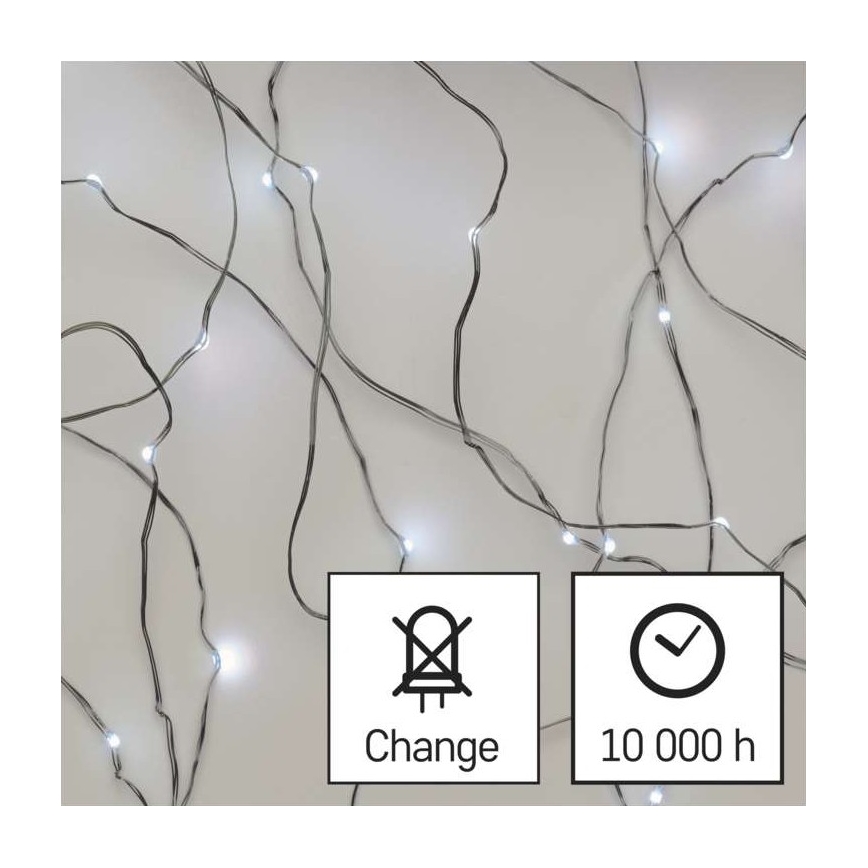 Светодиодная рождественская уличная гирлянда 100xLED/15 м IP44 холодный белый