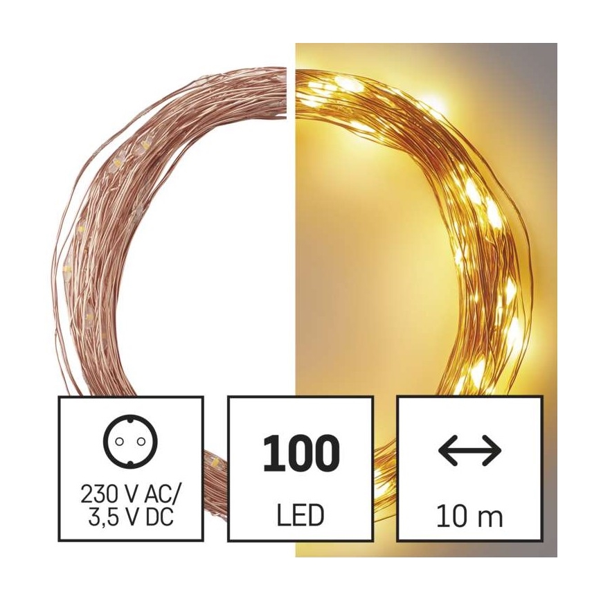Светодиодная рождественская уличная гирлянда 100xLED/15 м IP44 теплый белый