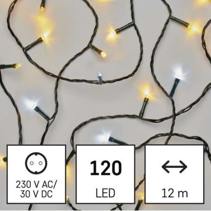 Светодиодная рождественская уличная гирлянда 120xLED/17 м IP44 теплый/холодный белый