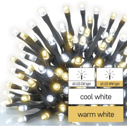 Светодиодная рождественская уличная гирлянда 120xLED/17 м IP44 теплый/холодный белый
