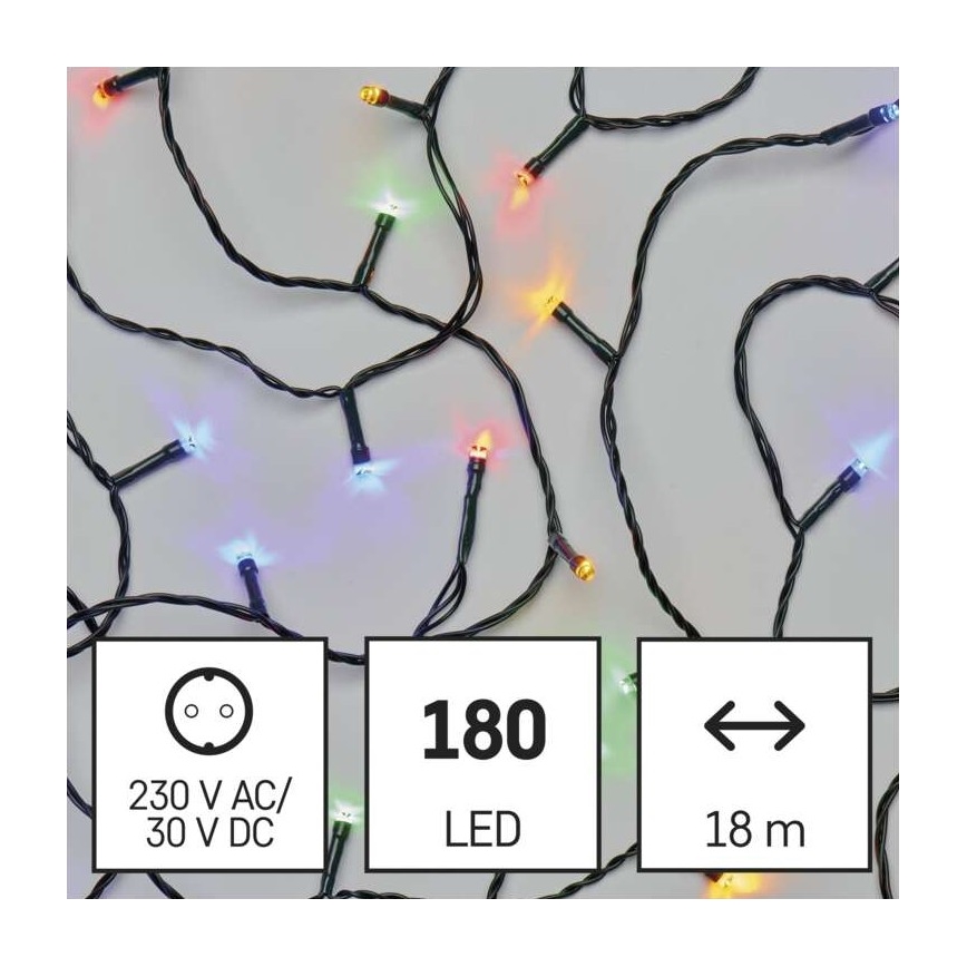 Светодиодная рождественская уличная гирлянда 180xLED/23 м IP44 разноцветная
