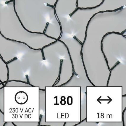 Светодиодная рождественская уличная гирлянда 180xLED/8 режимов 23 м IP44 холодный белый
