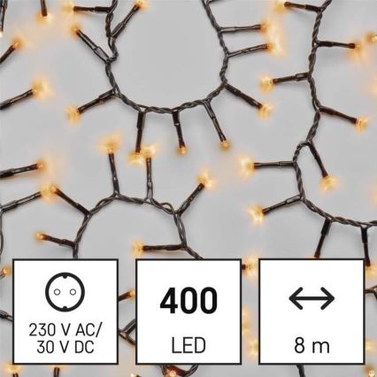 Светодиодная рождественская уличная гирлянда 400xLED/13 м IP44 винтаж