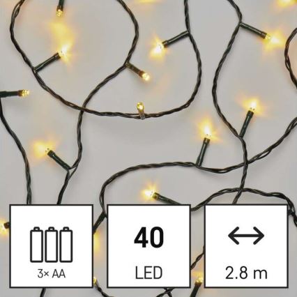 Светодиодная рождественская уличная гирлянда 40xLED/3,3 м IP44 теплый белый