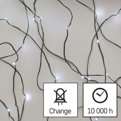 Светодиодная рождественская уличная гирлянда 40xLED/9 м IP44 холодный белый