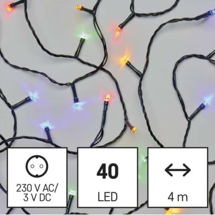 Светодиодная рождественская уличная гирлянда 40xLED/9 м IP44 разноцветная