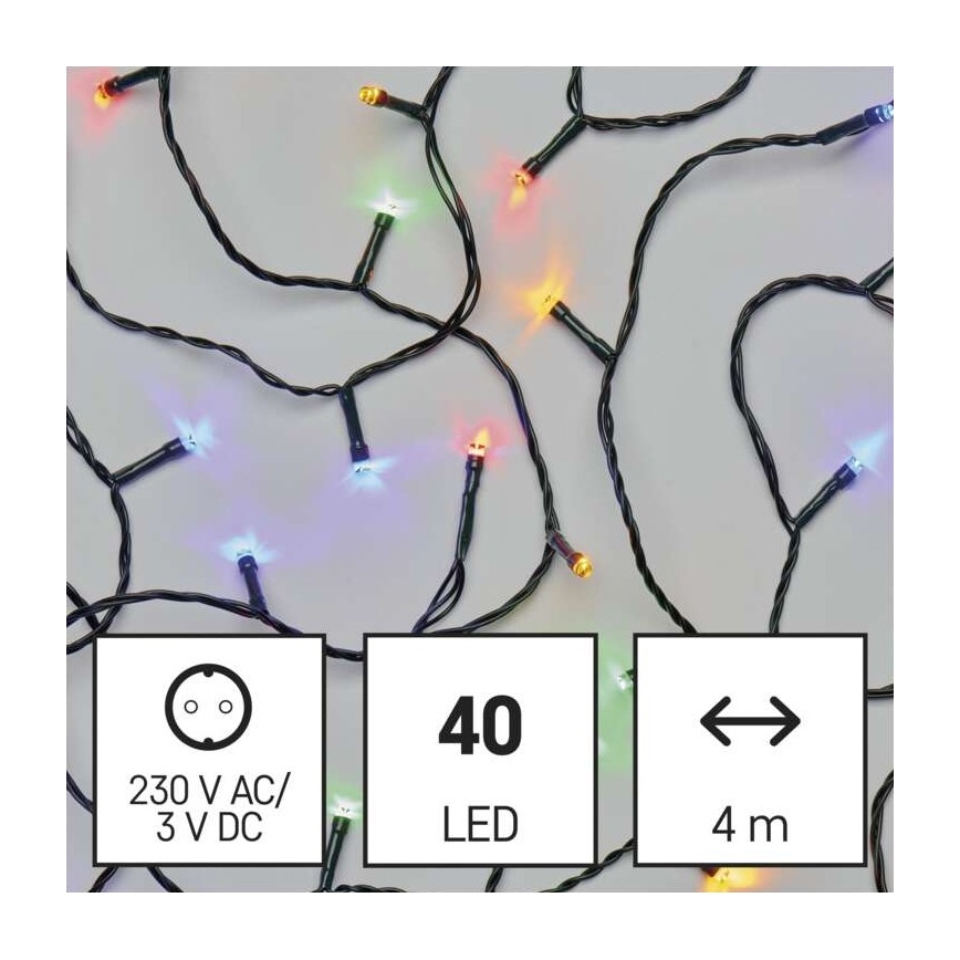 Светодиодная рождественская уличная гирлянда 40xLED/9 м IP44 разноцветная