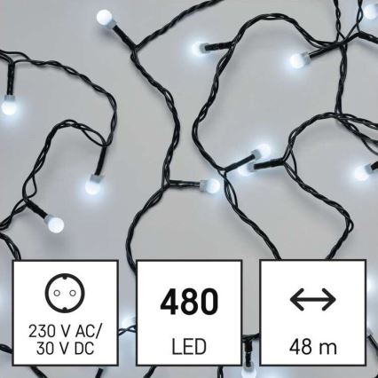 Светодиодная рождественская уличная гирлянда 480xLED/53 м IP44 холодный белый