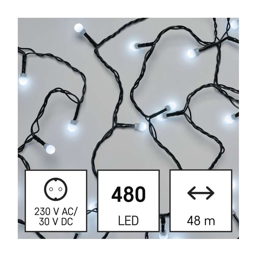 Светодиодная рождественская уличная гирлянда 480xLED/53 м IP44 холодный белый