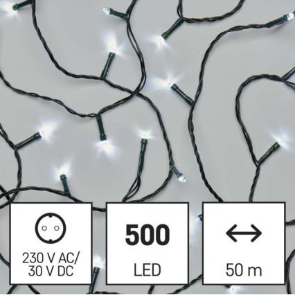 Светодиодная рождественская уличная гирлянда 500xLED/55 м IP44 холодный белый