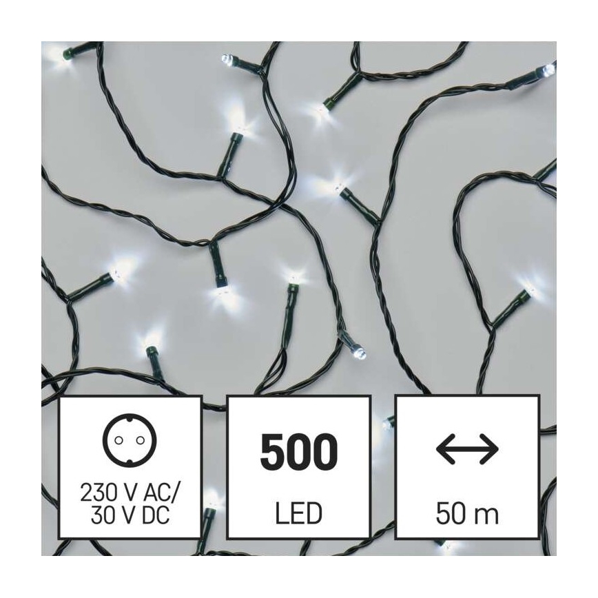 Светодиодная рождественская уличная гирлянда 500xLED/55 м IP44 холодный белый