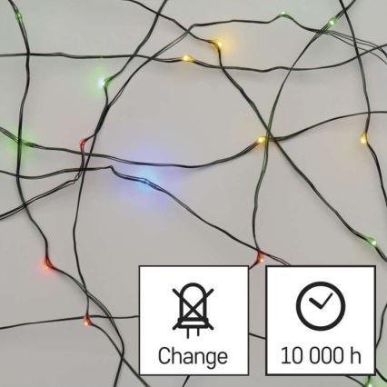 Светодиодная рождественская уличная гирлянда 75xLED/12,5 м IP44 разноцветная