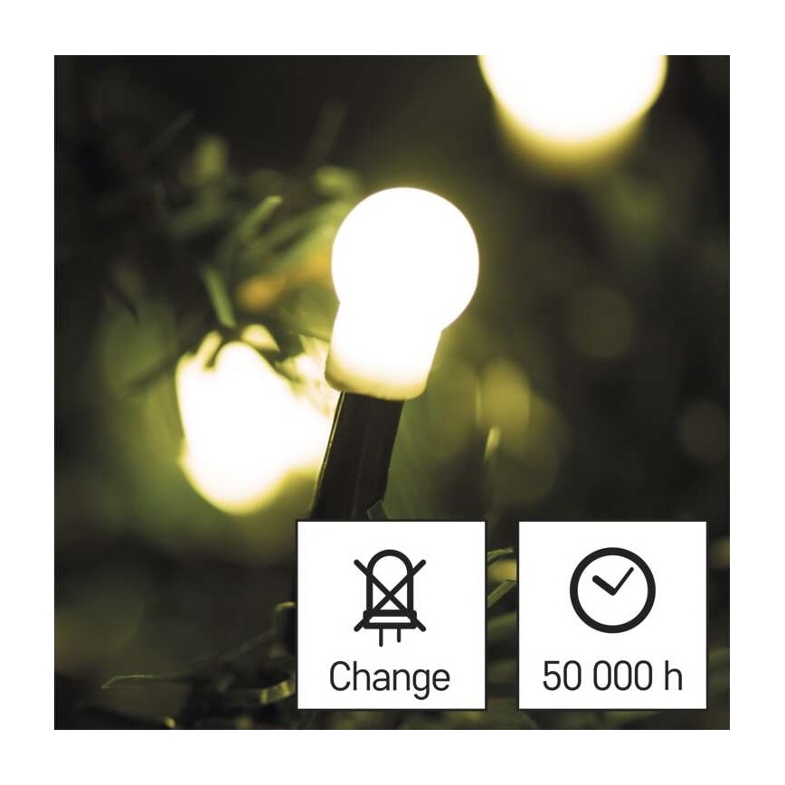 Светодиодная рождественская уличная гирлянда 80xLED/13 м IP44 теплый белый