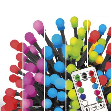 Светодиодная рождественская уличная RGB-гирлянда 96xLED/64 режимов 15 м IP44 + пульт ДУ