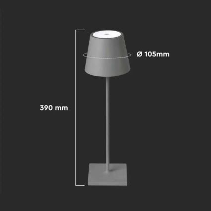 Светодиодная сенсорная настольная лампа с регулированием яркости LED/3W/5V 4000 mAh 3000K серебряная