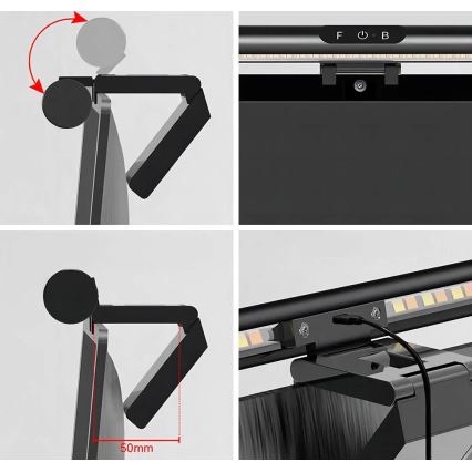 Светодиодная сенсорная подсветка для монитора с регулированием яркости LED/5W/5V 3000/4000/5000/6000K 42 см черный
