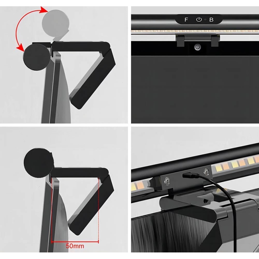 Светодиодная сенсорная подсветка для монитора с регулированием яркости LED/5W/5V 3000/4000/5000/6000K 42 см черный