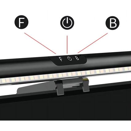 Светодиодная сенсорная подсветка для монитора с регулированием яркости LED/5W/5V 3000/4000/5000/6000K 42 см черный