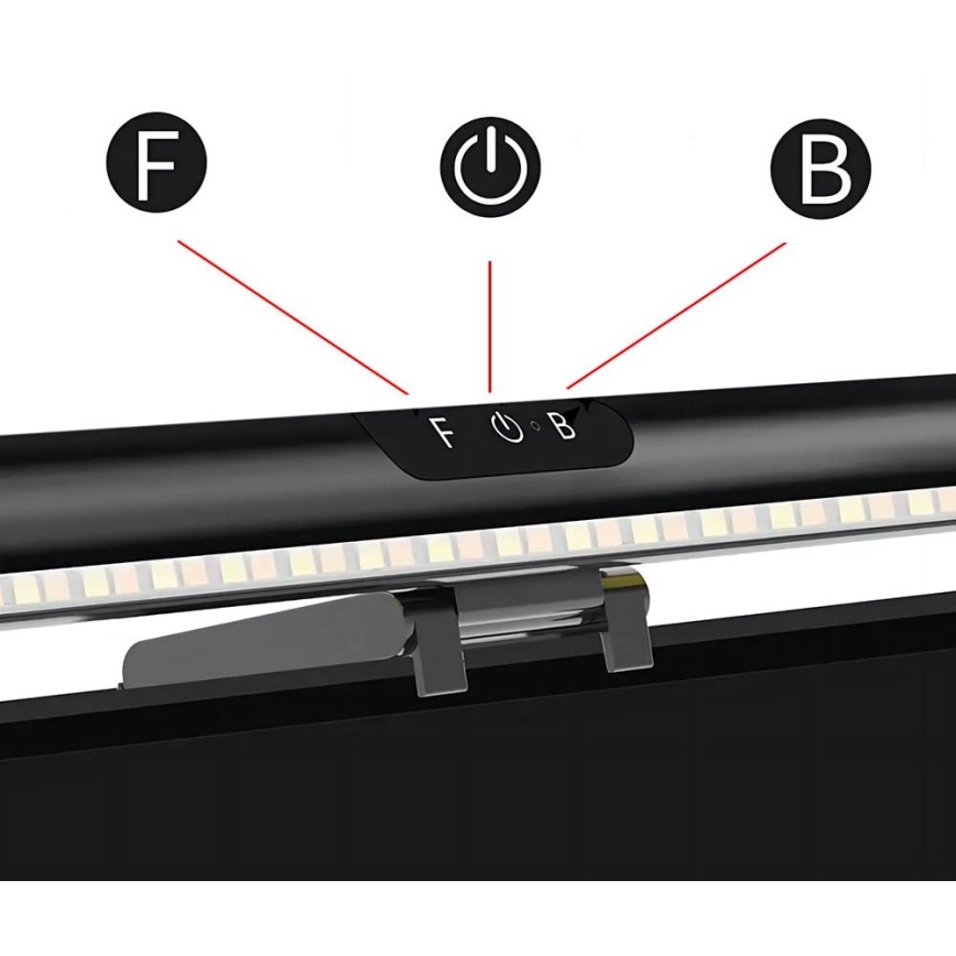 Светодиодная сенсорная подсветка для монитора с регулированием яркости LED/5W/5V 3000/4000/5000/6000K 42 см черный