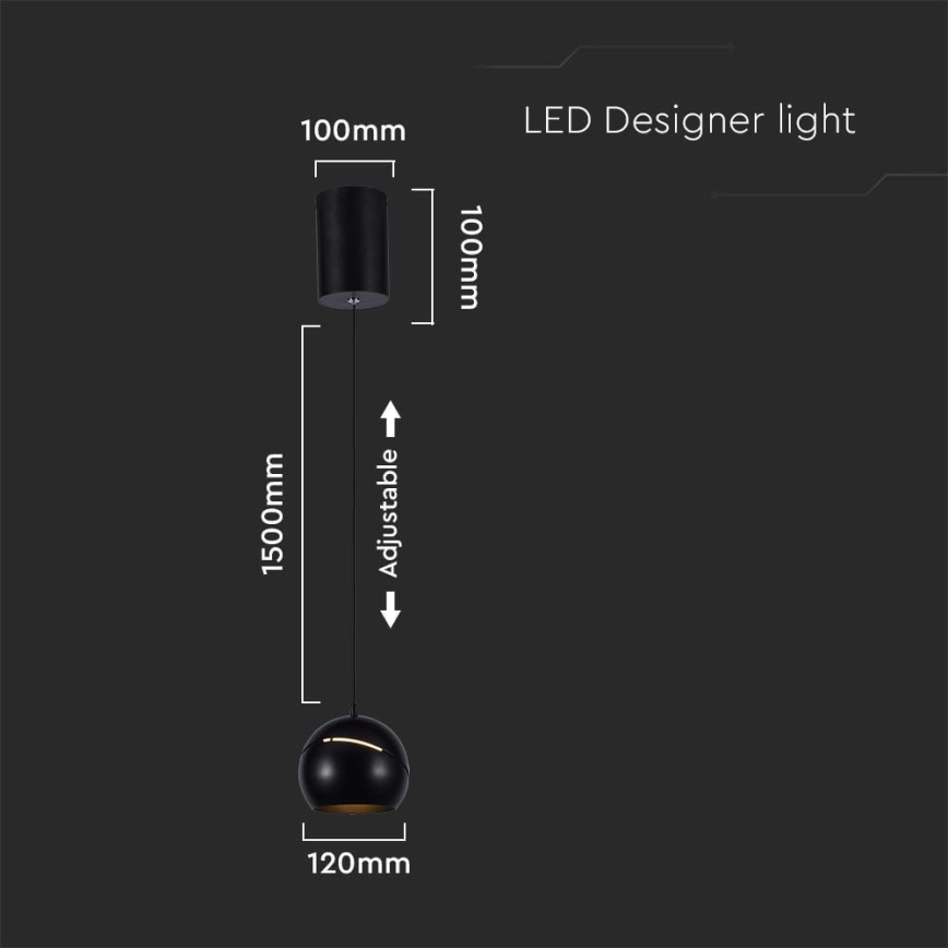 Светодиодная сенсорная подвесная люстра LED/8,5W/230V 3000K черный