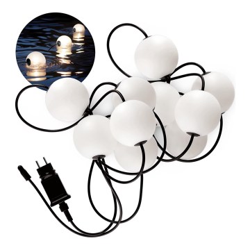 Светодиодная уличная декоративная гирлянда 10xLED/0,8W/230V IP67 2500K 7,7 м