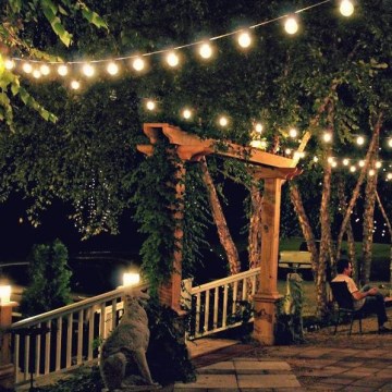 Светодиодная уличная декоративная гирлянда GARLAND G45 10xE27/230V 8 м IP44 теплый белый