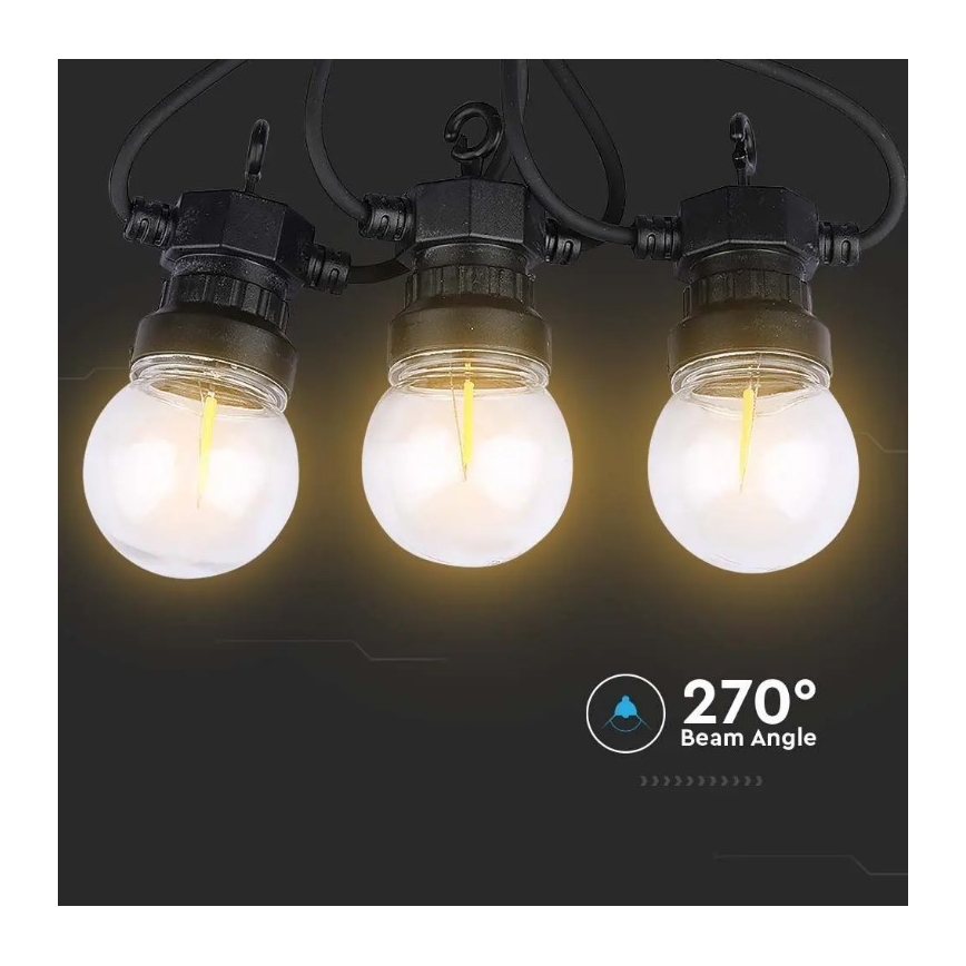 Светодиодная уличная гирлянда STRING 5 м 10xLED/0,4W/24/230V 3000K IP44