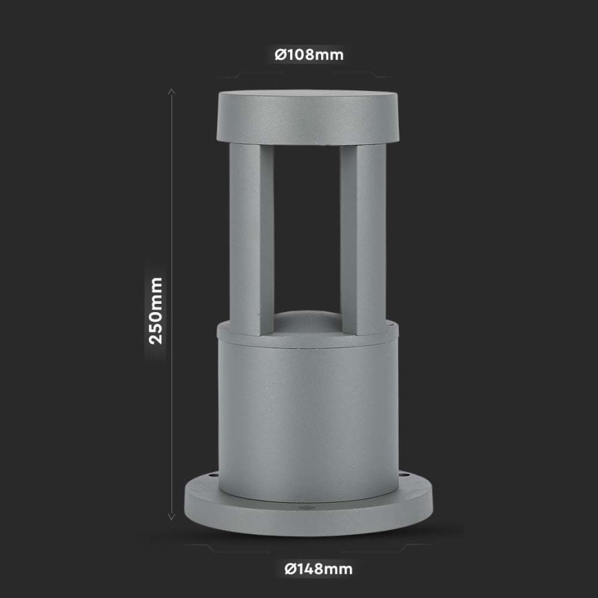 Светодиодная уличная лампа LED/10W/230V 25cm 6400K IP65 серая