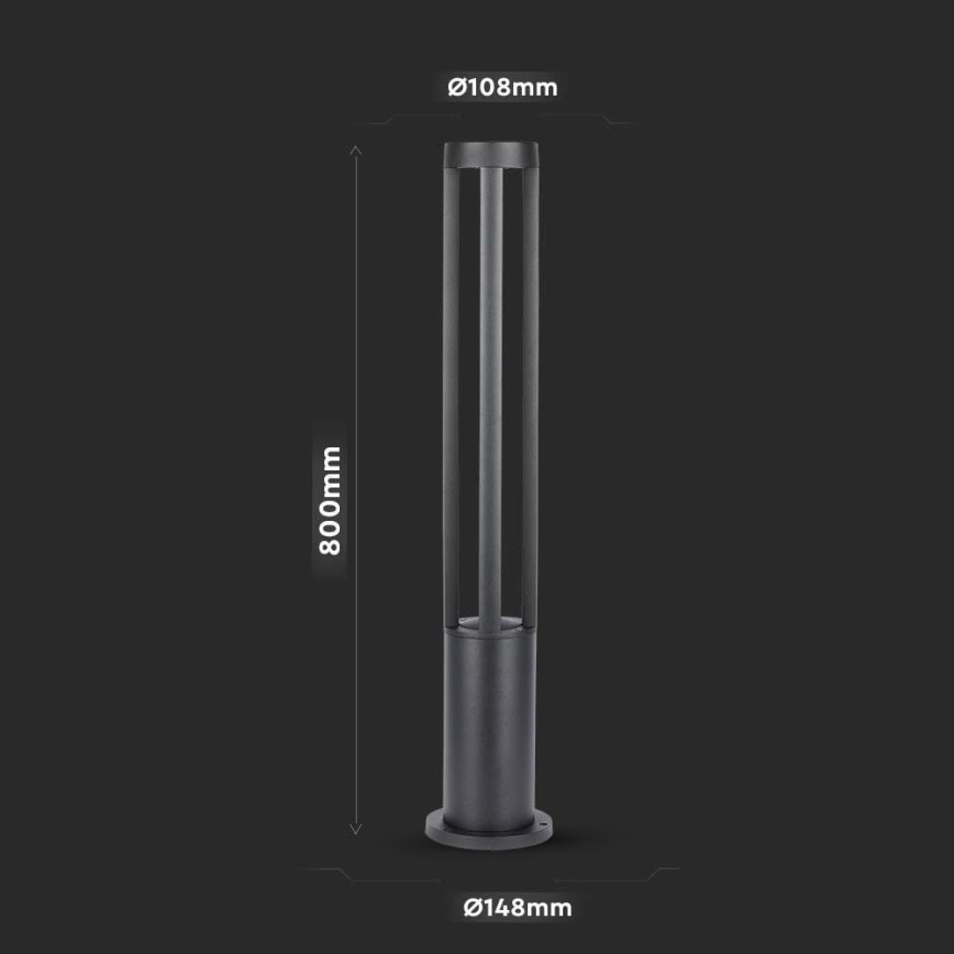 Светодиодная уличная лампа LED/10W/230V 80cm 6400K IP65 черная