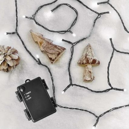 Светодиодная уличная рождественская гирлянда 40xLED/3xAA 3,3 м IP44 холодный белый