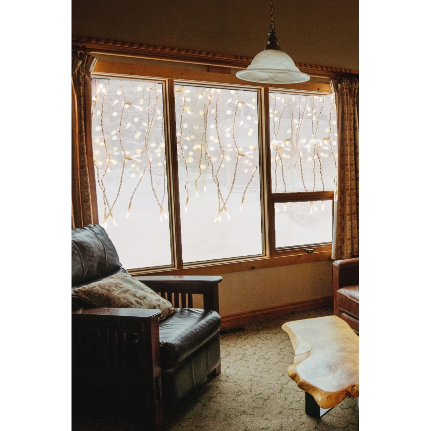 Светодиодная уличная рождественская гирлянда-водопад CURTAIN 360xLED/3,6W/230V 2x2 м IP44 теплый белый