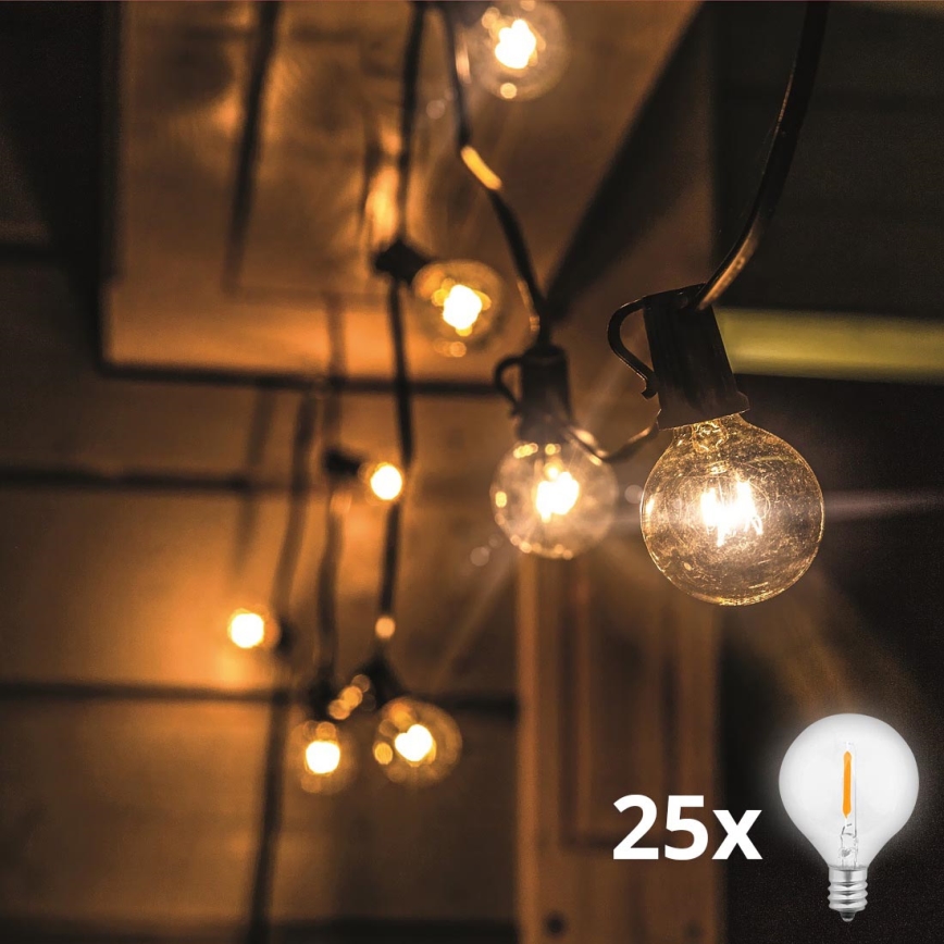 Светодиодная уличная декоративная гирлянда GARLAND 25xE12 20м IP44 теплый белый
