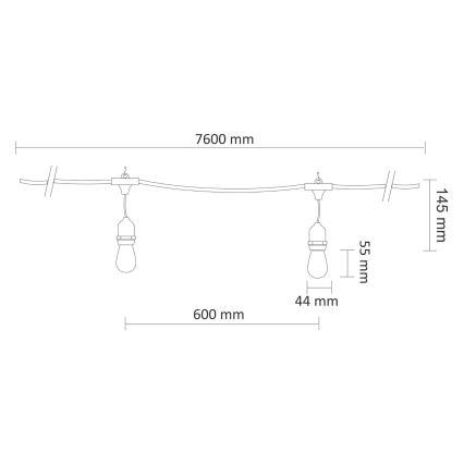 Светодиодная уличная декоративная гирлянда PARTY NEON 7,6 м 10xE27/0,6W/36V IP44