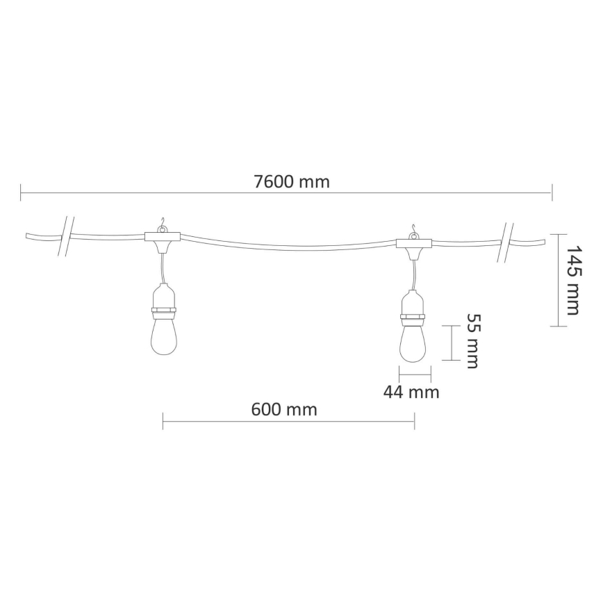 Светодиодная уличная декоративная гирлянда PARTY NEON 7,6 м 10xE27/0,6W/36V IP44