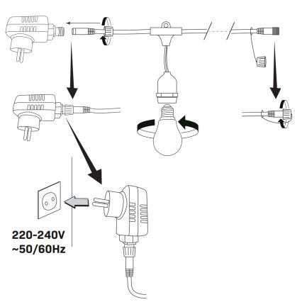Светодиодная уличная декоративная гирлянда PARTY NEON 7,6 м 10xE27/0,6W/36V IP44