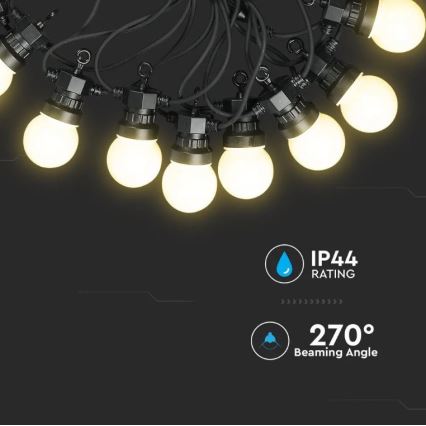 Светодиодная уличная гирлянда STRING 5 м 10xLED/0,5W/230V IP44 3000K