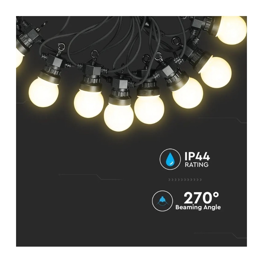 Светодиодная уличная гирлянда STRING 5 м 10xLED/0,5W/230V IP44 3000K