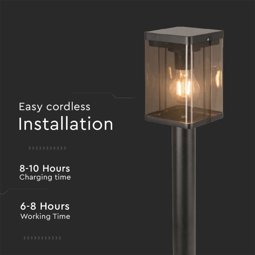 Светодиодная уличная лампа на солнечной батарее LED/2,5W/3,7V 3000K IP54 черный