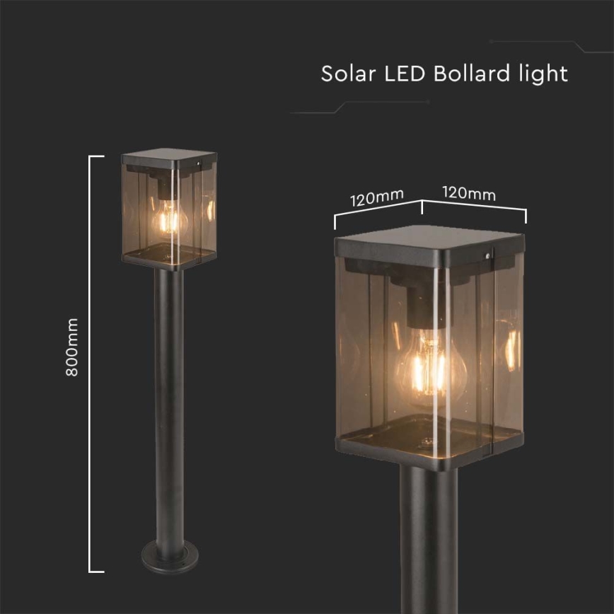 Светодиодная уличная лампа на солнечной батарее LED/2,5W/3,7V 3000K IP54 черный