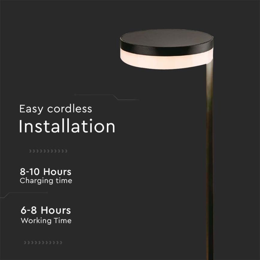 Светодиодная уличная лампа на солнечной батарее LED/2W/3,7V 3000K IP54 черный