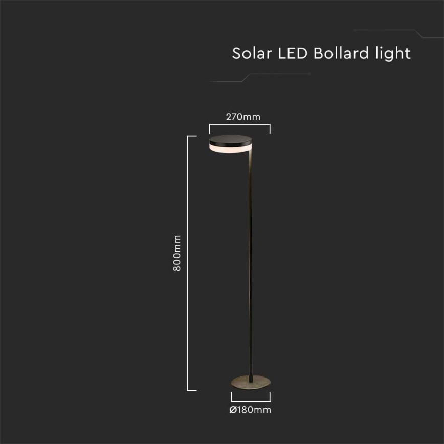 Светодиодная уличная лампа на солнечной батарее LED/2W/3,7V 3000K IP54 черный