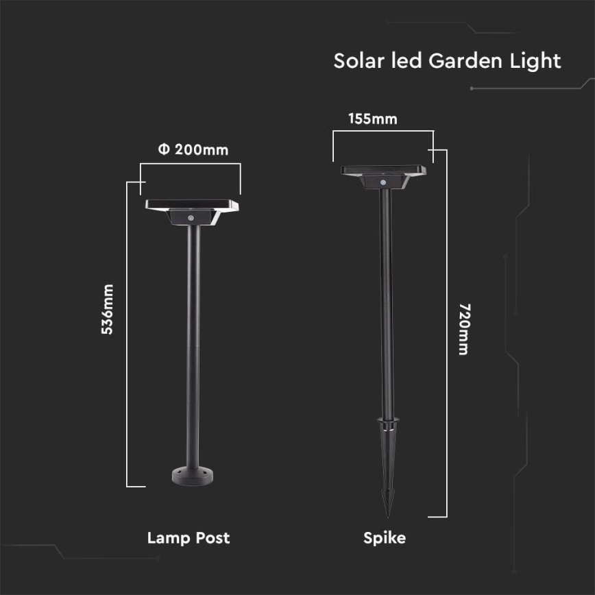 Светодиодная уличная лампа на солнечной батарее 2в1 LED/2W/3,7V IP65 3000/4000/6500K 2600 mAh