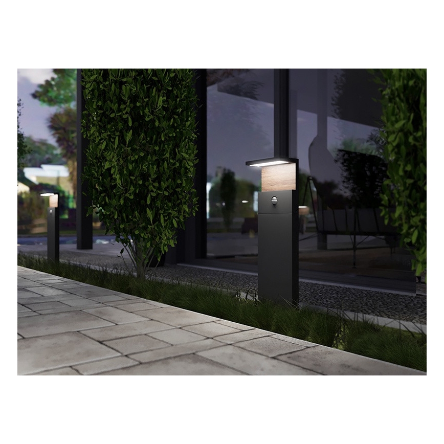 Светодиодная уличная лампа с датчиком NATURA LED/12W/230V 4000K IP54 коричневый/антрацит