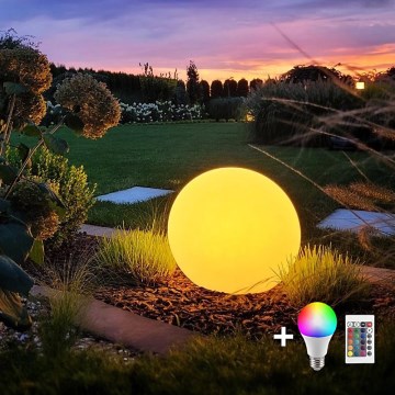 Светодиодная уличная RGB-лампа с регулированием яркости GLOBO 1xE27/8,5W/230V диаметр 30 см IP44 + дистанционное управление