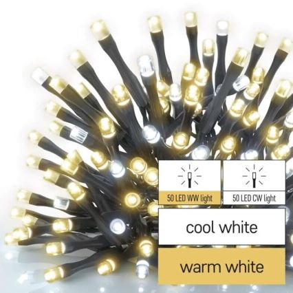 Светодиодная уличная рождественская гирлянда 100xLED/10 м IP44 теплый/холодный белый