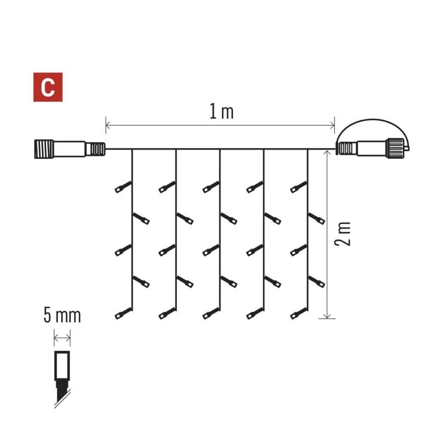 Светодиодная уличная рождественская гирлянда 100xLED/1x2 м IP44 холодный белый