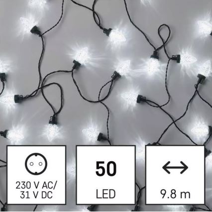 Светодиодная уличная рождественская гирлянда 50xLED/8 режимов 14,8 м IP44 холодный белый